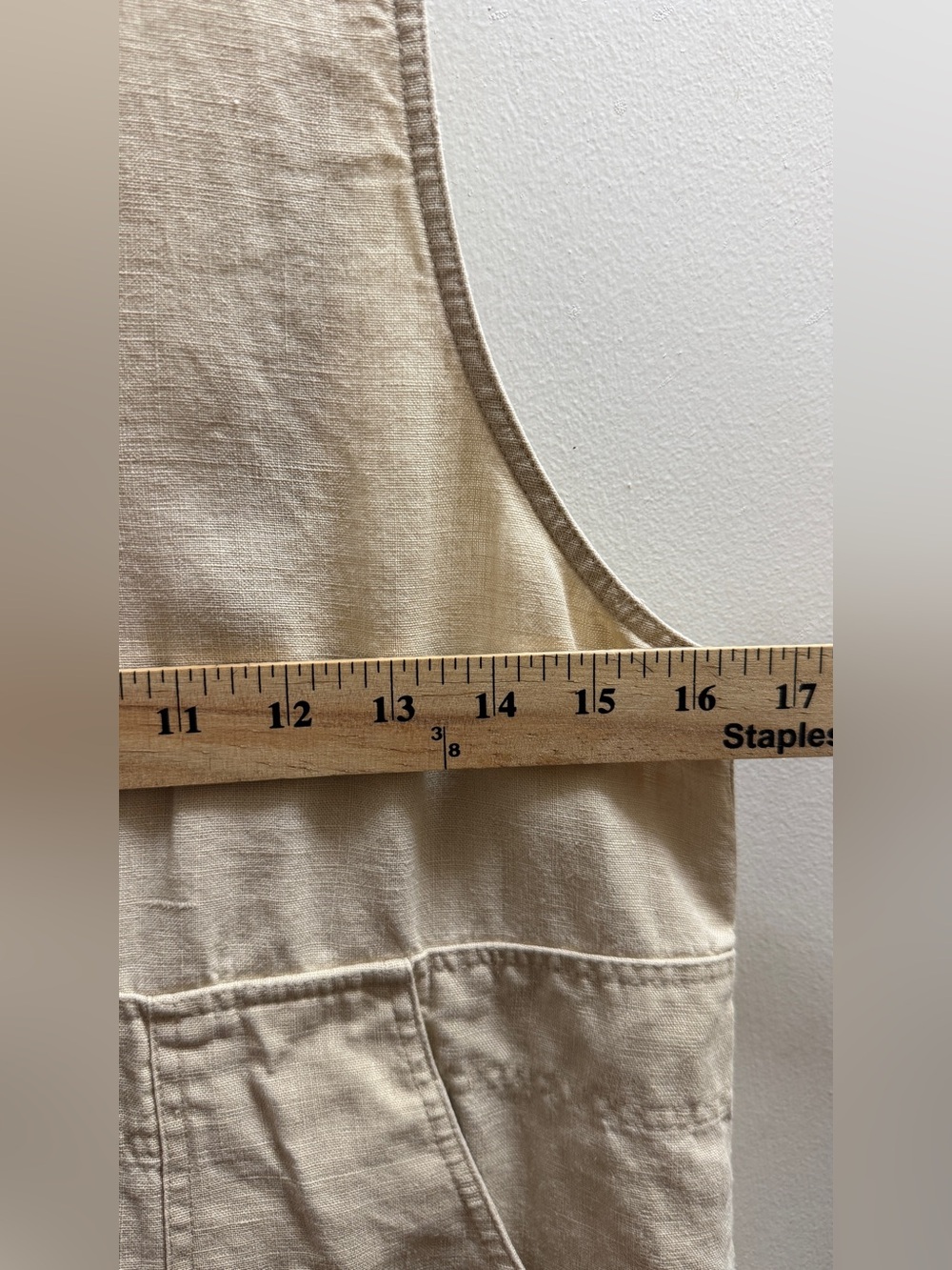 J. JILL 100% Hemp Pinafore Dress Jumper Tan Beige Maxi Pocket Slit XSP Lagenlook - Picture 7 of 9